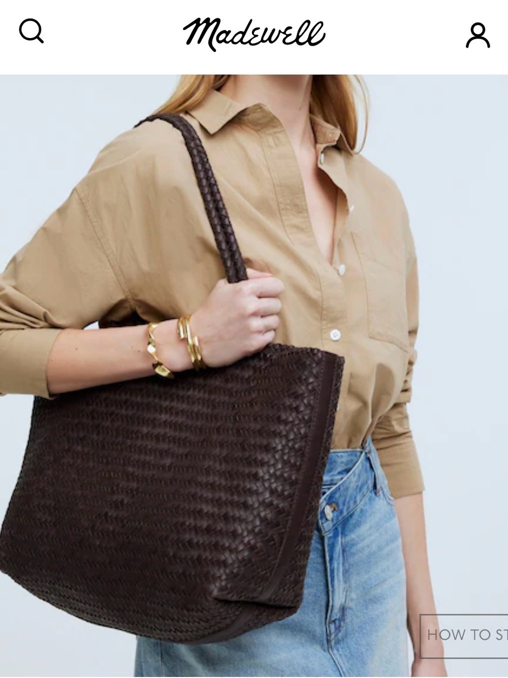 Madewell Dark Brown Woven Leather Tote